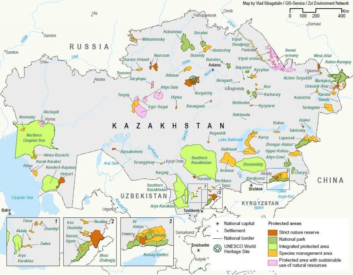 zemljevid Kazahstan naravnih virov