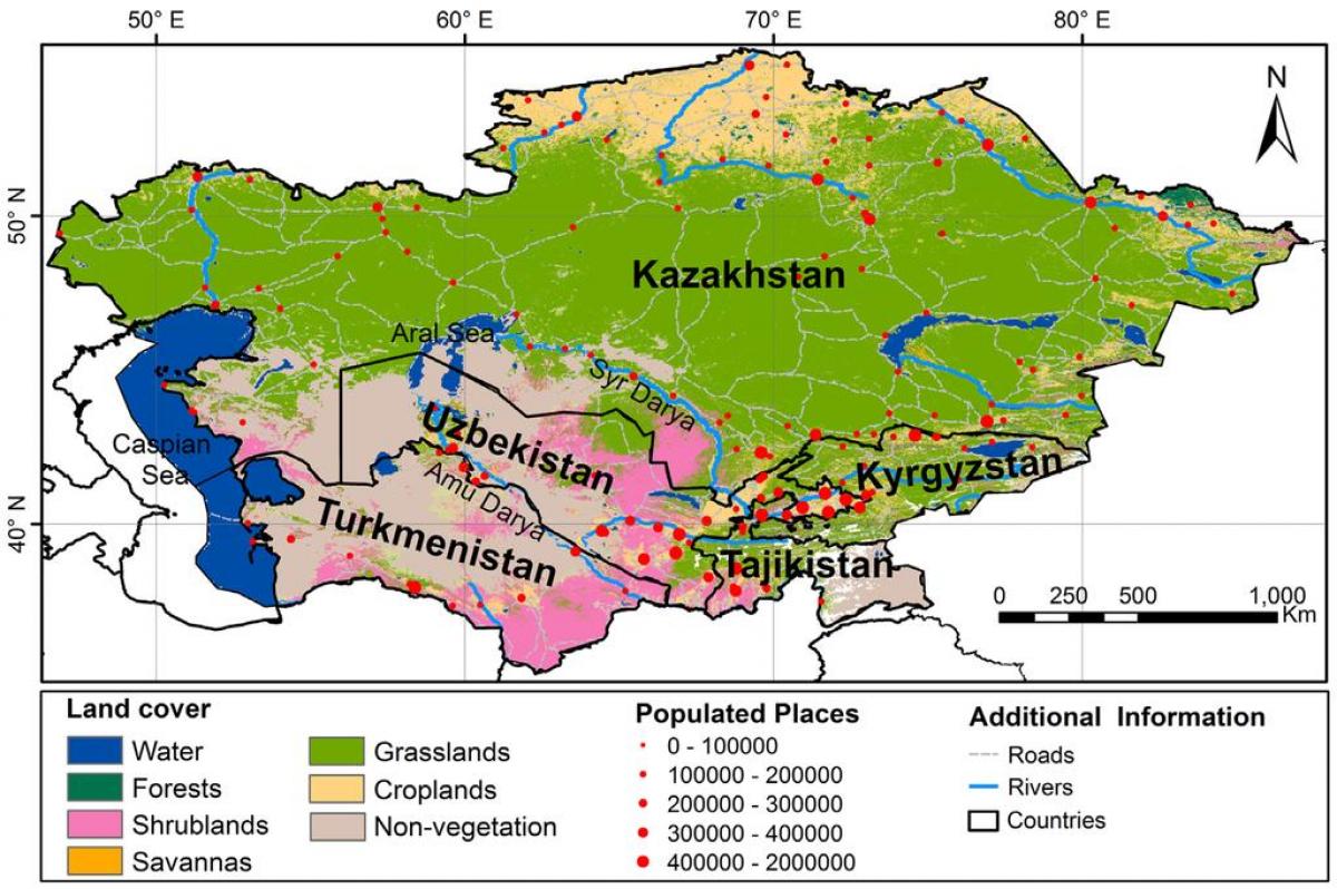zemljevid Kazahstan podnebje