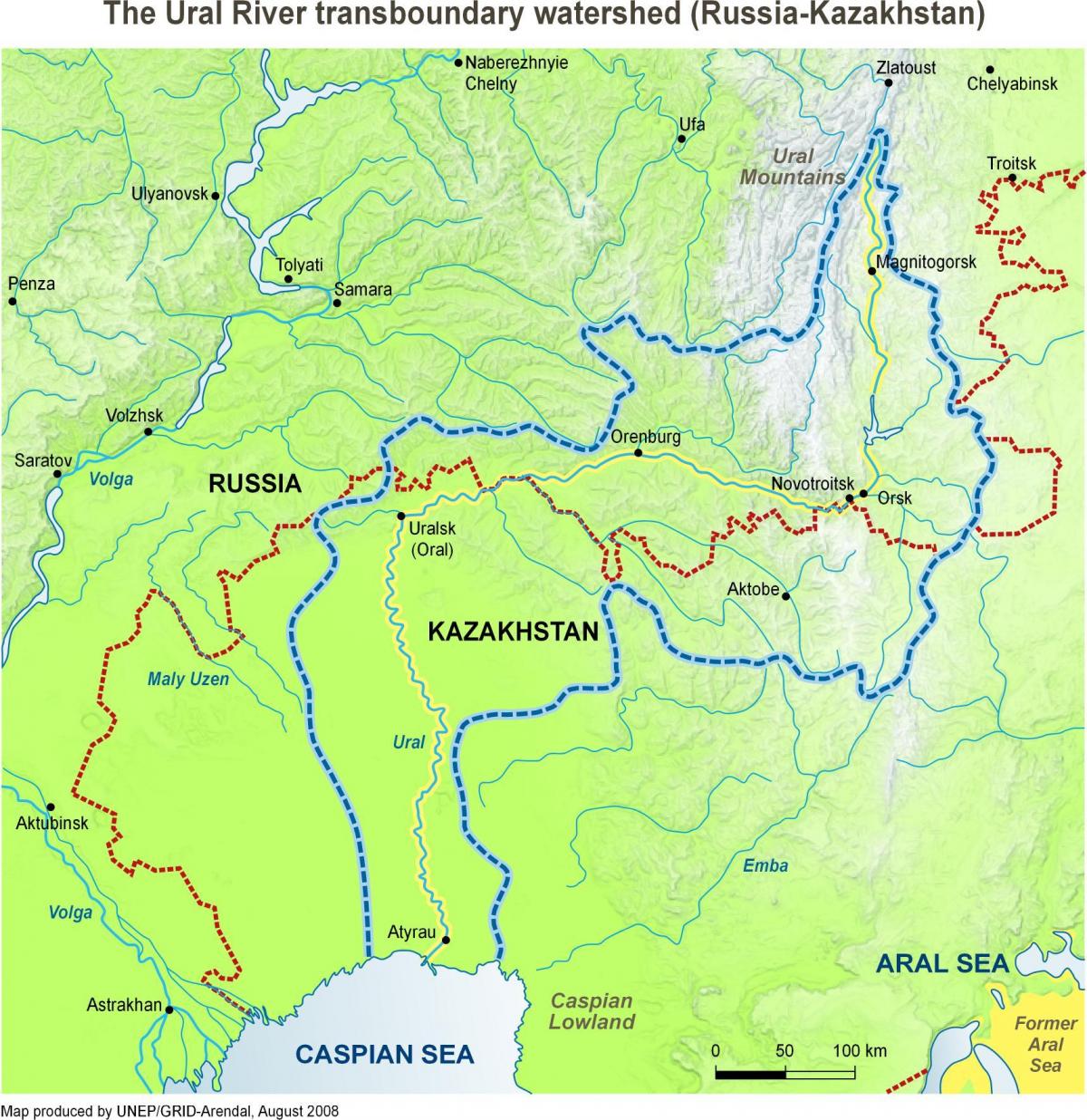 zemljevid Kazahstan reke