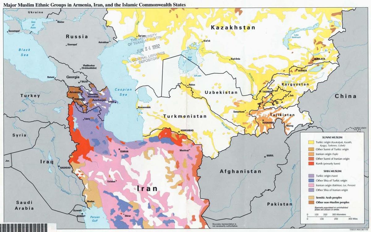 zemljevid Kazahstan vere