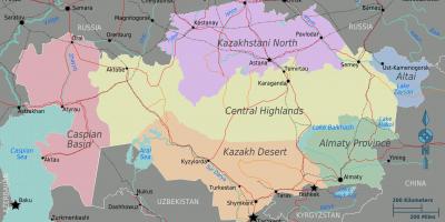 Zemljevid Kazahstan regije