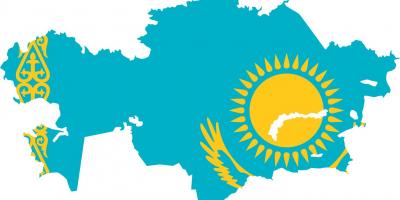 Zemljevid Kazahstan zastavo