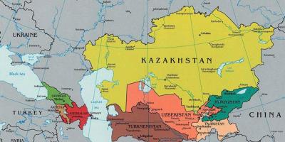 Zemljevid Kazahstan okoliških državah